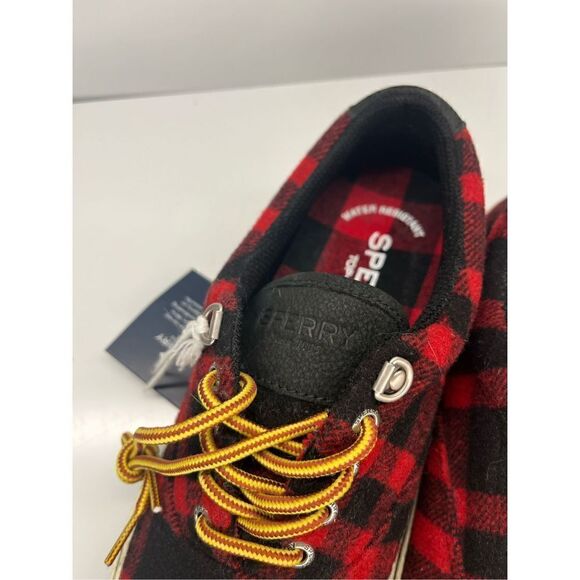 SPERRY Men\'s Storm Buffalo Black Red Checkered Sneakers STS22644 Size 8 NEW